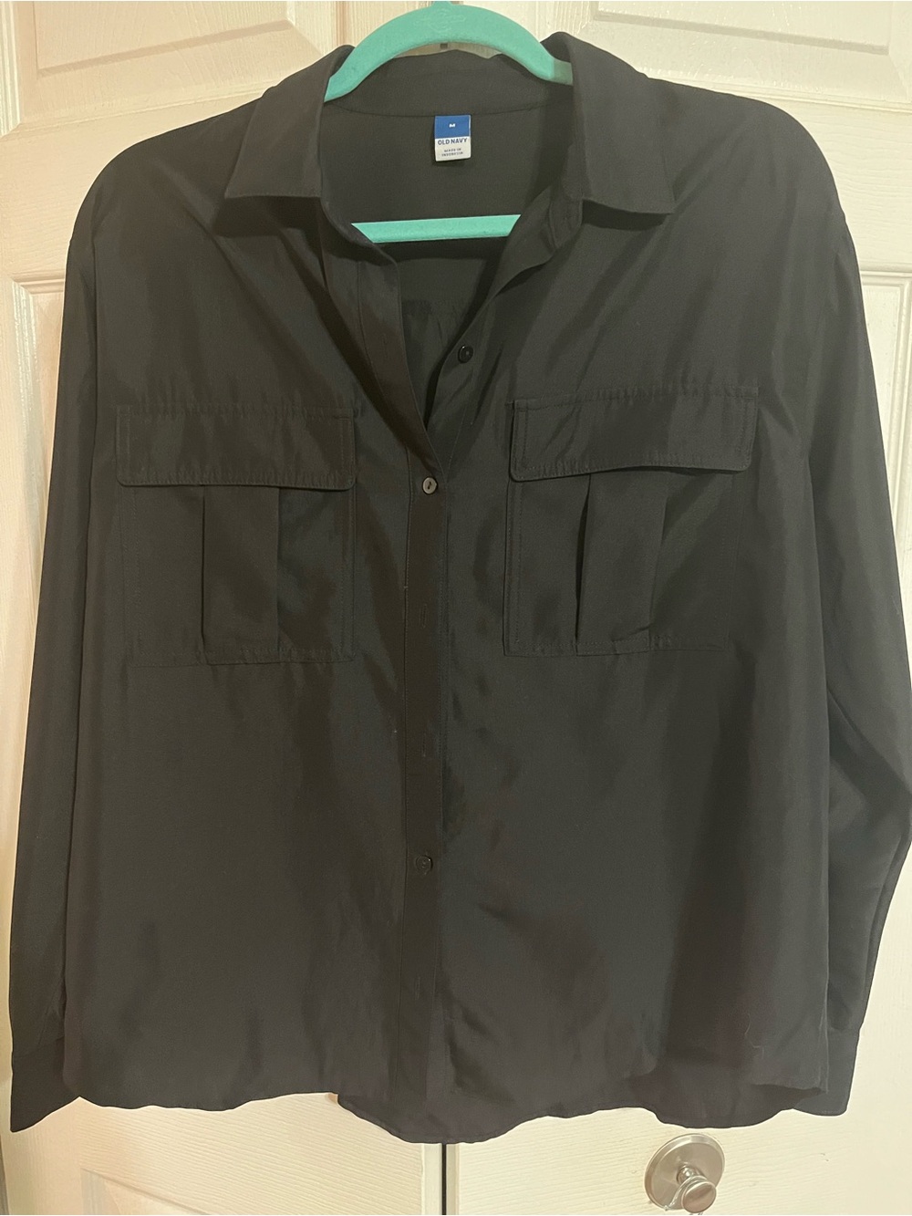 Old Navy Black Button-Down Shirt with Chest Pockets
